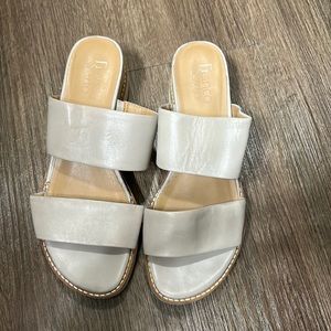 Franco Sarto wedge platform grey beige sandals